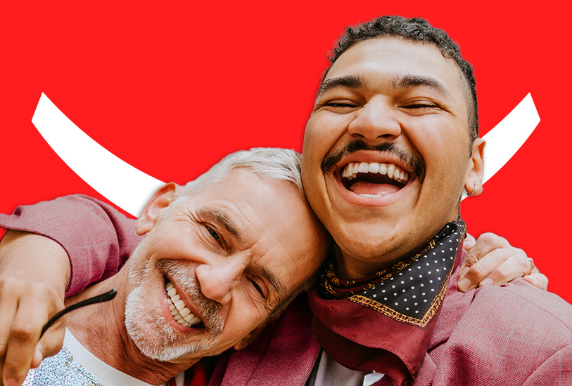 couple having fun and showing off their smiles