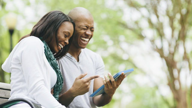 Couple laughing