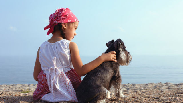 Children with pet